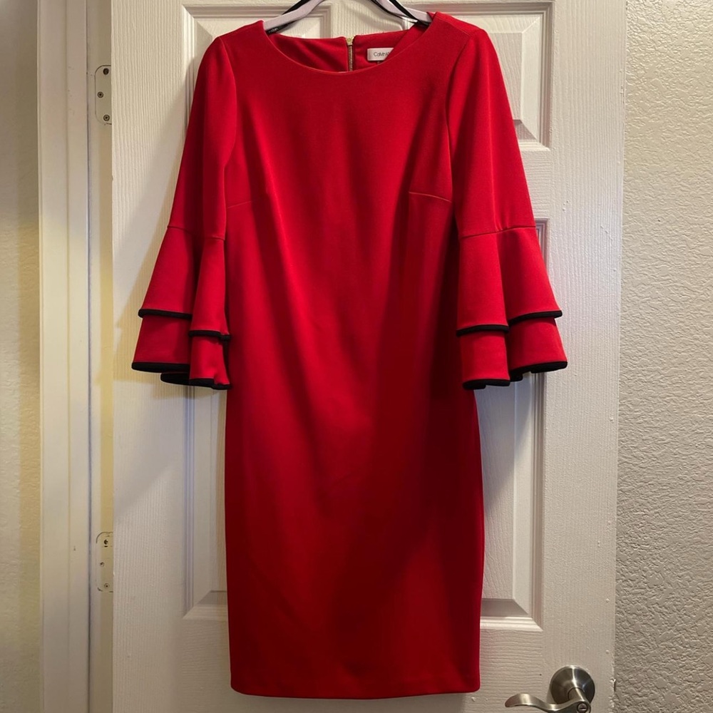 Calvin Klein Red dress with bell sleeves
